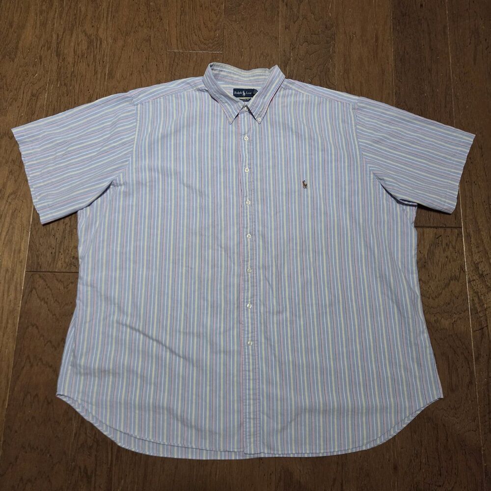 Ralph Lauren Oxford Button Down Shirt Mens 4XLT Striped Classic Flesh Pony